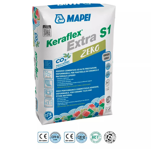 Adesivo piastrelle keraflex extra s1 zero colore grigio mapei - sacco 25 kg