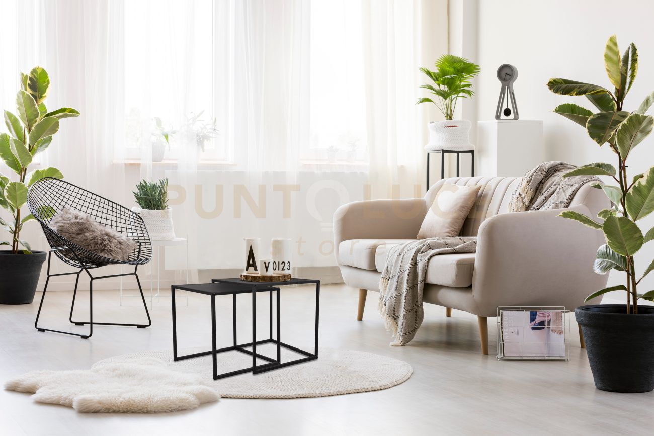 JUDY KIT 2 TAVOLINI METALLO E MDF NERI 40X40CM 35X35CM