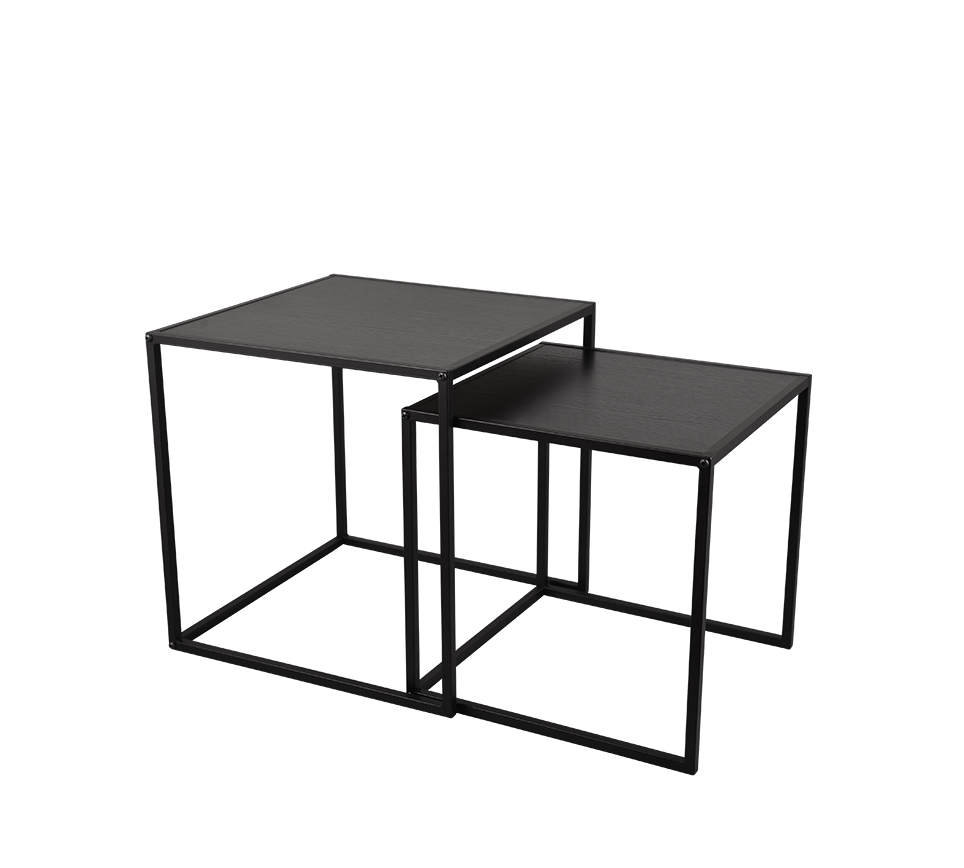 JUDY KIT 2 TAVOLINI METALLO E MDF NERI 40X40CM 35X35CM