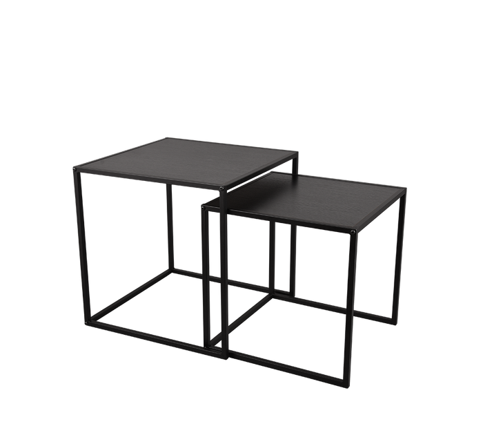 JUDY KIT 2 TAVOLINI METALLO E MDF NERI 40X40CM 35X35CM