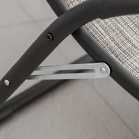 Lettino Prendisole Pieghevole Ergonomico da Esterno in Metallo e Tessuto a Rete, 170x62x68cm, Grigio