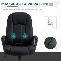 Poltrona da Ufficio Massaggiante ad Altezza Regolabile, 60x74x106-116cm, Nera