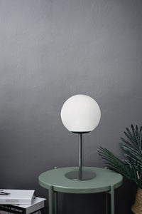 JUGEN BLACK LAMPADA DA TAVOLO VETRO BIANCO MONTATURA NERA ATTACCO E27 CON DIMMER