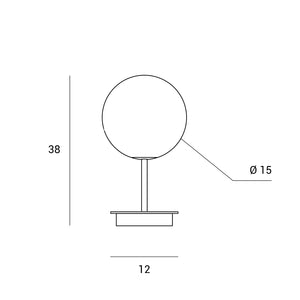 JUGEN BLACK LAMPADA DA TAVOLO VETRO BIANCO MONTATURA NERA ATTACCO E27 CON DIMMER