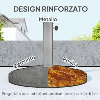Base per Ombrellone da 12 kg con Manovella Integrata, in Resina, Metallo e Cemento, Ø46x34 cm, Bronzo
