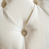 Panca Per Il Piede Del Letto A Forma Di Mezzaluna Stile Luigi XVI Struttura In Legno Massiccio Intagliato Sedile In Tessuto Effetto Lino Crema