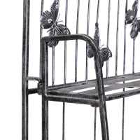 Scaffale Fioriera 3 Ripiani Pieghevole da Giardino Balcone, Metallo, Argento, 44x25x96 cm