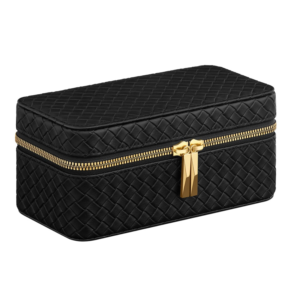 Custodia da viaggio per 3 orologi in PU goffrato intrecciato 10 x 20 x 9 cm nero 12_0006088