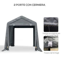 Tenda Garage 2.4x2m per Veicoli e Biciclette in Metallo e Tessuto PE, Grigio Scuro