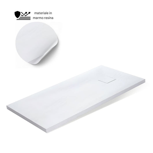 Piatto doccia bianco mineral marmo resina antiscivolo h4 cm *** misure l120 x p90 x h4 cm, confezione 1