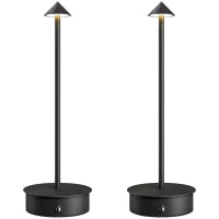 Set di 2 Lampade da Tavolo LED Ricaricabili con USB e Controllo Touch e Luce Regolabile Ø10x30 cm Nero