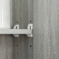 kleankin Armadietto con Specchio a 4 Sezioni con Ripiani Regolabili, in Legno e Vetro, 90x15x75 cm, Grigio