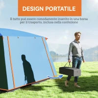 Tenda da Campeggio per 4-6 Persone con 2 Stanze e Veranda, Impermeabile e UPF 30+, Borsa di Trasporto, Blu