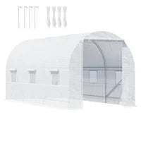 Serra da Giardino a Tunnel 4.5x2x2m con Copertura in PE e Tubi in Metallo, Bianco