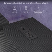 Scrivania Angolare Reversibile con LED, Prese di Corrente e Prese USB, Ripiani e Supporto Monitor, Nero