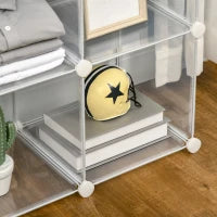 Mobile Scarpiera Modulare Salvaspazio, 6 Cubi in Plastica PP, 65x32x162 cm, Trasparente