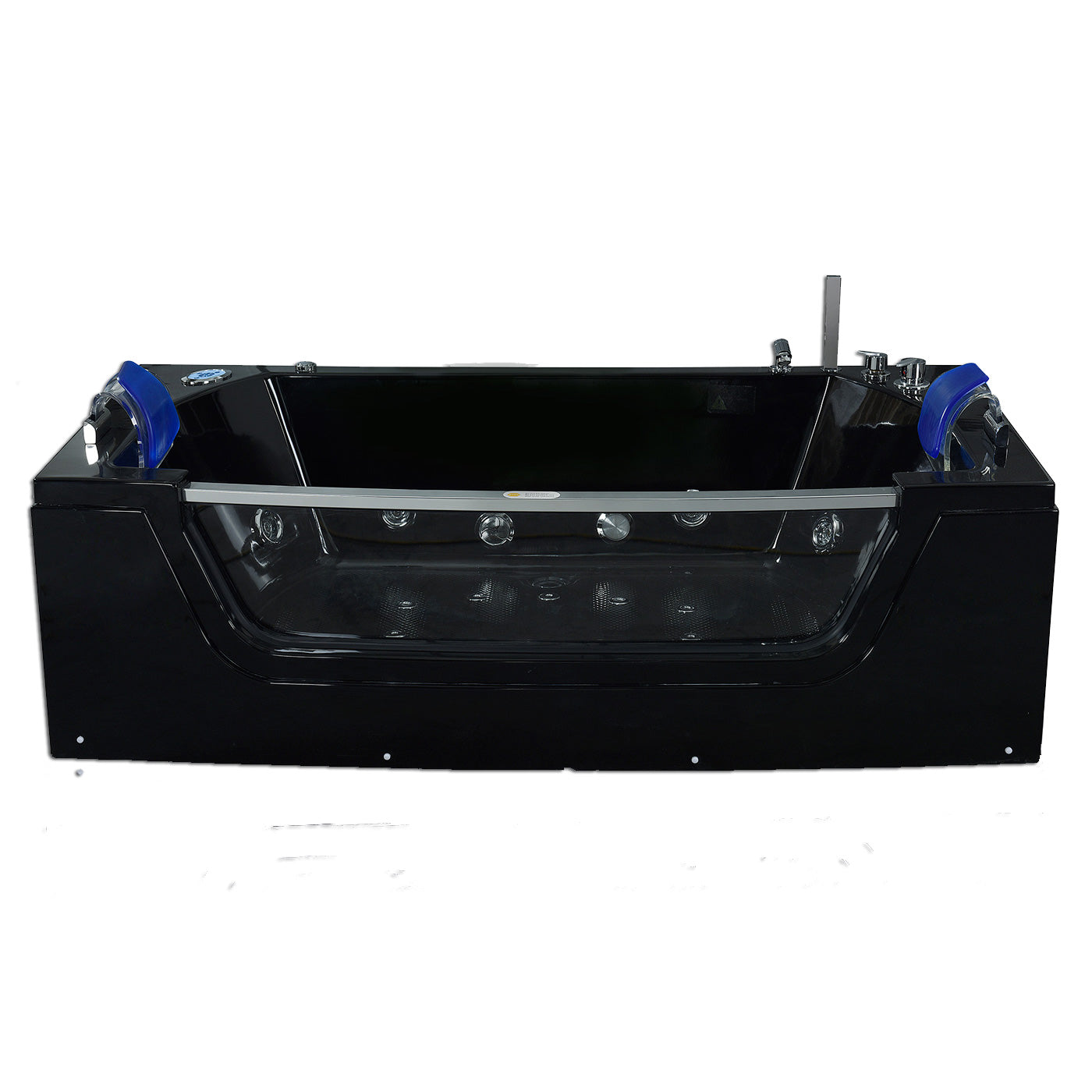 Vasca idromassaggio nera 180 X 90 cm vetro frontale 14 getti – Jamaica