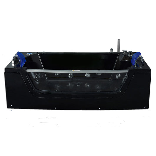Vasca idromassaggio nera 180 X 90 cm vetro frontale 14 getti – Jamaica