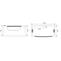 Vasca idromassaggio nera 180 X 90 cm vetro frontale 14 getti – Jamaica