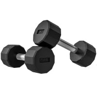 Set 2 Manubri a 12 Lati da 5 kg in Metallo e Gomma con Impugnatura Antiscivolo, 25x9.5x9.5 cm, Nero