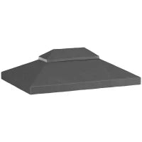 Telo di Ricambio per Gazebo 4 x 3 m, Doppio Tetto con Fori di Drenaggio, Poliestere 370 g/m², Grigio