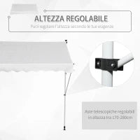 Tenda da Sole da Esterno 2x1.5m a Rullo con Manovella, Altezza e Angolazione Regolabile, Bianco