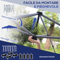 Gazebo Pieghevole 2.5x2.5 m con Altezza Regolabile, Sacchetti di Sabbia e Borsa con Ruote, Blu