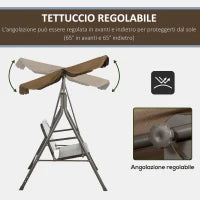 Dondolo da Giardino 3 Posti con Tettuccio Regolabile in Rattan PE e Acciaio, 167x112x153cm