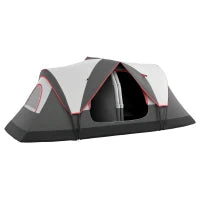 Tenda da Campeggio 6 Posti con 2 Stanze Separate, Poliestere e Fibra di Vetro, 450x215x180 cm, Grigio
