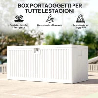 Baule da Esterno da 515L in PE Impermeabile e Scanalato, 140x68x68 cm, Bianco