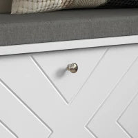 Panca Scarpiera Salvaspazio con Cuscino e Cassetto Ribaltabile per 8 Paia di Scarpe, Bianco