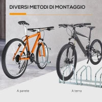 Rastrelliera Portabiciclette Parcheggio per 3 Biciclette Tubi d'acciaio