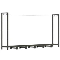 Legnaia da 0.8m³ Regolabile con Telo Impermeabile e Catene in Acciaio, 235x31x116 cm, Nero