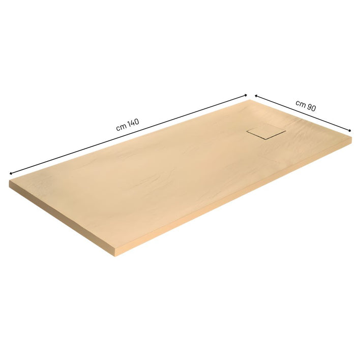 Piatto doccia beige mineral marmo resina antiscivolo h4 cm *** misure l140 x p90 x h4 cm, confezione 1