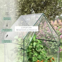 Mini Serra da Giardino con 2 Porte Avvolgibili e Copertura in PE 90x90x145cm, Trasparente