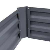 Set di 2 Letti per Orto in Lamiera Ondulata, 100L x 50l x 30H cm, Grigio