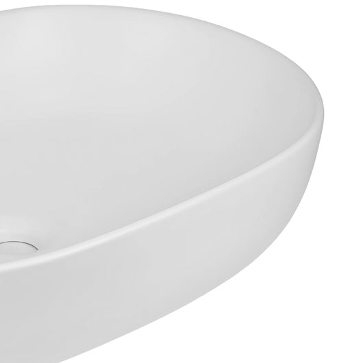 Lavabo da appoggio ceramica bianco ovale arredo bagno lavandino 60x40x15 cm *** finitura- opaco, confezione 1