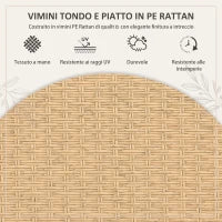 Set da Giardino 7 Pezzi in Rattan PE con Tavolo da Pranzo 153x89x74 cm e 6 Sedie 52x62x78 cm con Cuscini
