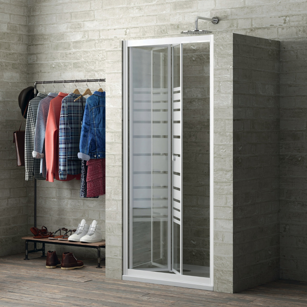 Porta doccia a soffietto book cristallo temprato profilo bianco bianco *** misure 71-75xh190 cm serigrafato, confezio...