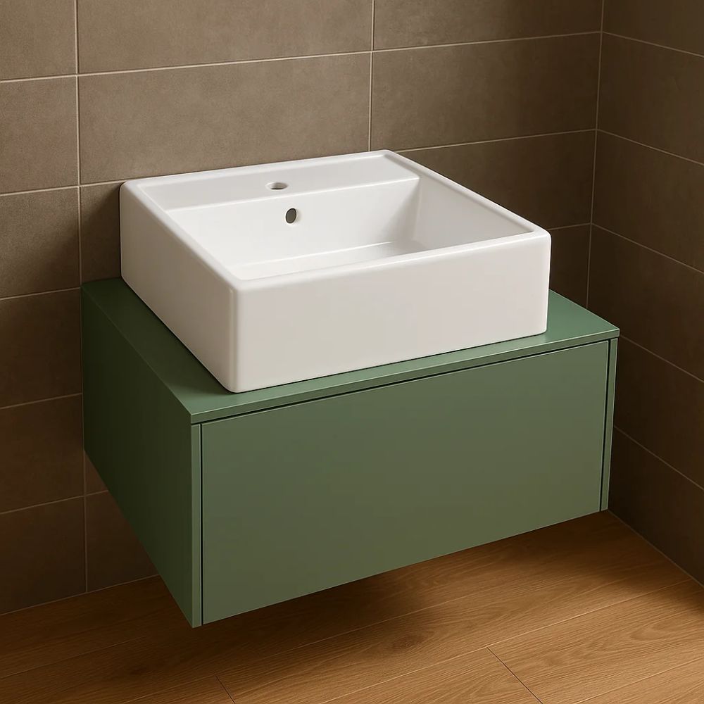 Lavabo d'appoggio ceramica bianco lavandino lavello arredo bagno 2 misure *** misure 46x46x16 cm, confezione 1