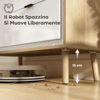 Credenza Moderna con 3 Cassetti e Armadietto, Ripiano Interno Regolabile e Ante Lucide, Bianco e Rovere