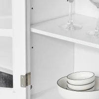 Credenza Alta per Cucina, Mobile Buffet in Legno Bianco, Armadio Dispensa in Stile Classico, Bianco, 68x39.5x170cm