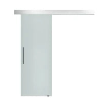 Porta Scorrevole Interna in Vetro Smerigliato con Binario B1 e Maniglia per Bagno Cucina Studio Vetro 205x 90x 0.8cm