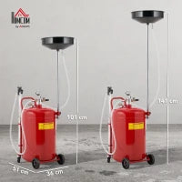 Carrello di recupero dell'olio usato da 68L, con ruote e altezza regolabile 101-141 cm, Rosso