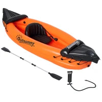 Canoa Gonfiabile 2 Posti in PVC con 2 Remi in Alluminio e Accessori, Arancione