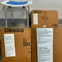 Sgabello per Doccia da Bagno in Lega di Alluminio e Plastica Antiscivolo, Altezza Regolabile 6 Livelli 39-52cm