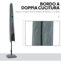 Copertura per Ombrellone Impermeabile, Custodia Copri Ombrellone con Cerniera e Laccio, Grigio
