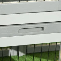 Gabbia per Conigli, Rifugio Superiore con Rampa, Recinto Esterno, 150 x 52 x 68 cm, Grigio