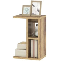 Tavolino da Salotto a C con 3 Ripiani e 2 Scomparti Aperti Salvaspazio, 40x30x60 cm, Marrone