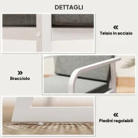 Set da Esterno 3 Pezzi con 2 Sedie con Braccioli e Cuscini e Tavolo con Piano in Vetro, Bianco